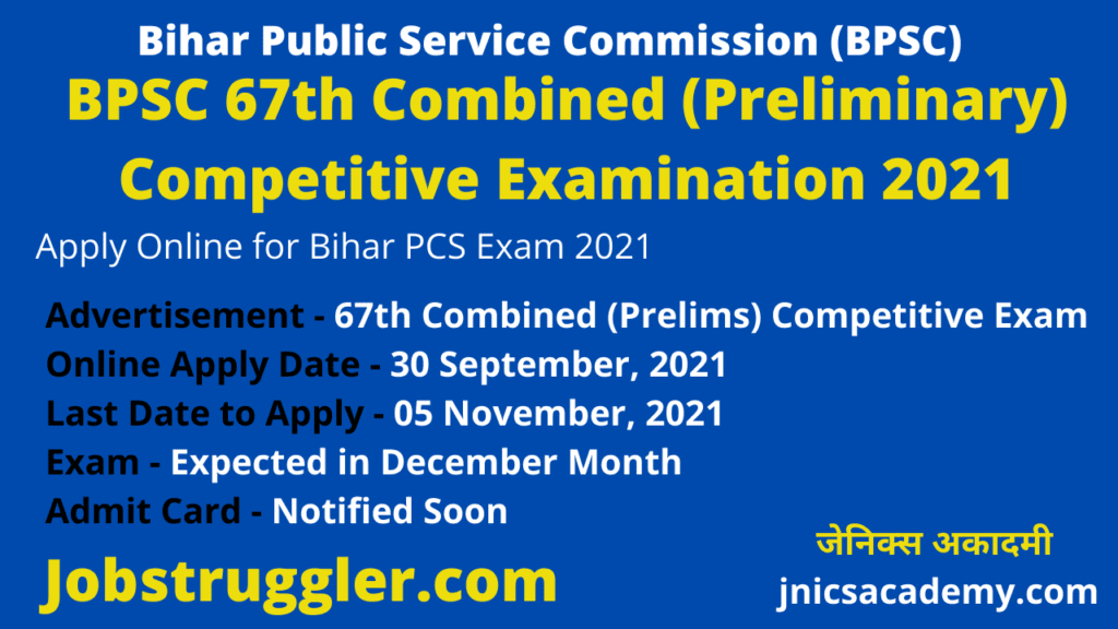 BPSC 67th Combined (Preliminary) Competitive Examination 2021