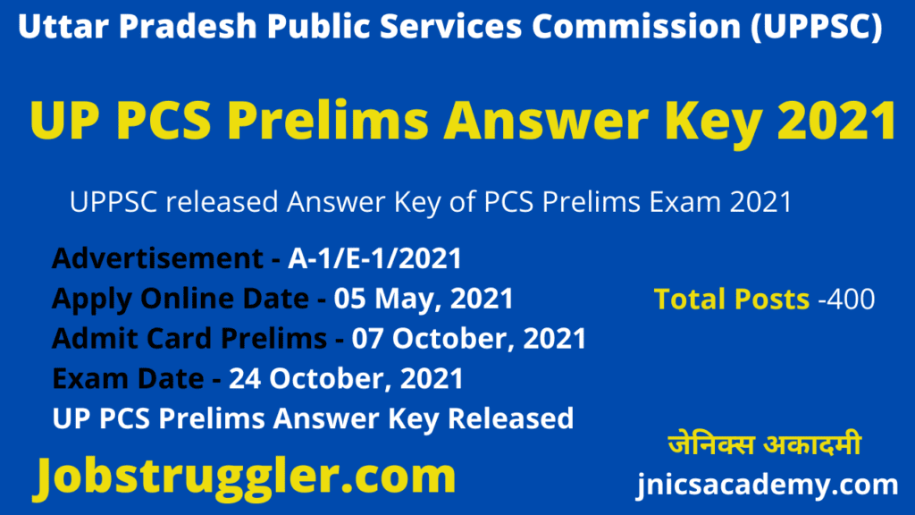 UP PCS Prelims Answer Key 2021