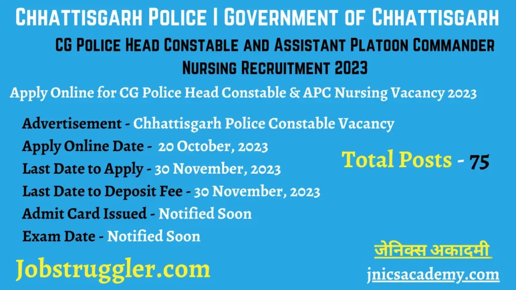 CG Police Head Constable & Assistant Platoon Commander Notification 2023