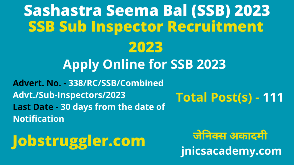SSB Sub Inspector Recruitment 2023