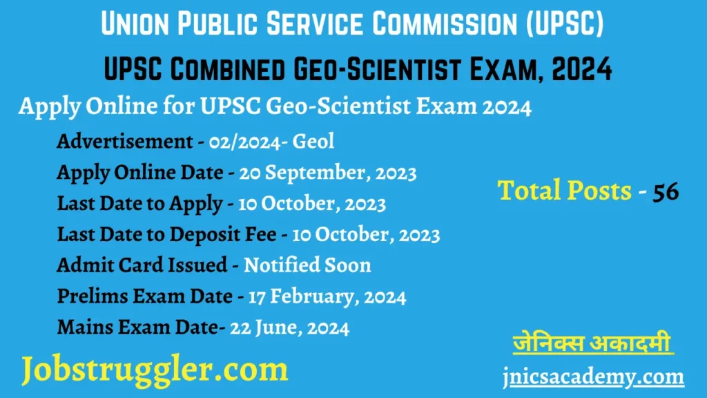 UPSC Combined Geo-Scientist Exam 2024